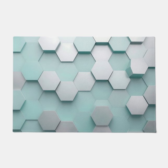 Tapete Pastel Mint Hexágono Mosaico 3D (Frente)