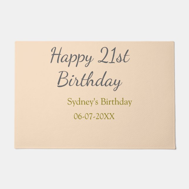 Tapete Pastel orange gray happy 21st birthday name date (Frente)
