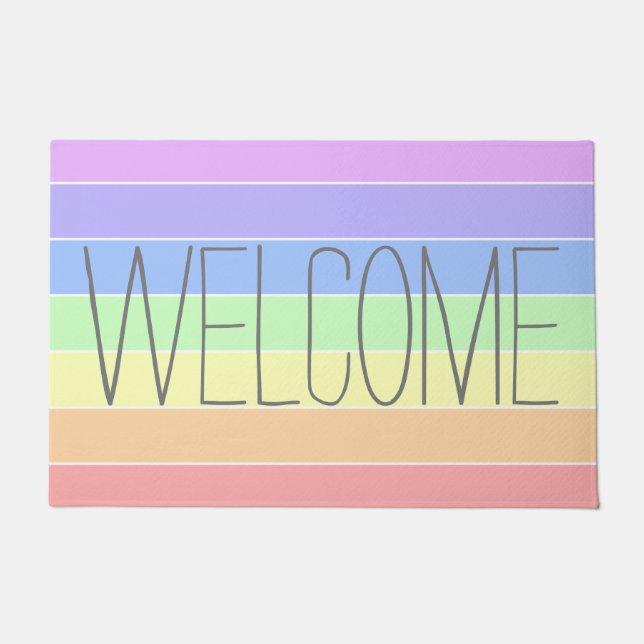 Tapete Pastel Rainbow Colorous Stripes Bonitas Bem-Vindo (Frente)