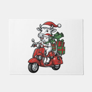 Tapete Patinete de Cavalgar Vaca de Natal Engraçado Desig