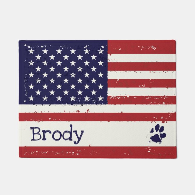 Tapete Patriotic Dog Placemat - Bandeira Americana (Frente)
