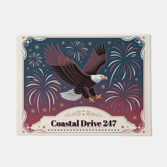 Tapete Patriotic Eagle Personalized Address Number Custom (Frente)
