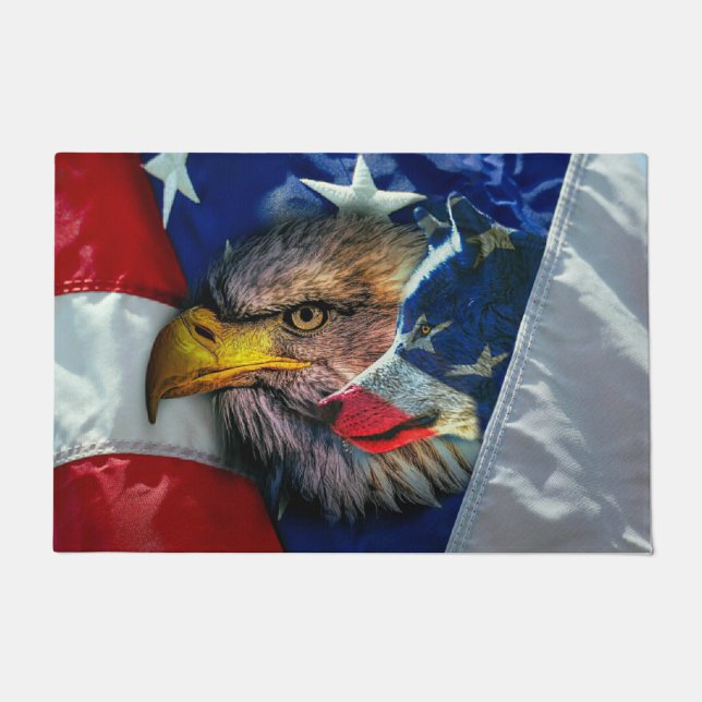 Tapete Patriótica Americana Flag Bald Eagle Wolf (Frente)