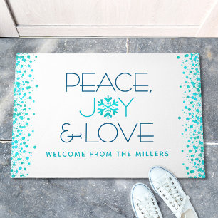 Tapete Peace Joy Love Holiday Turquoise Snowflake Nome