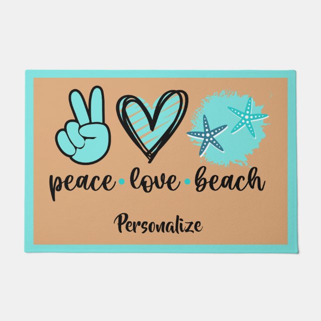 Tapete Peace Love Beach Cote Peace Sign Heart Seashells (Frente)