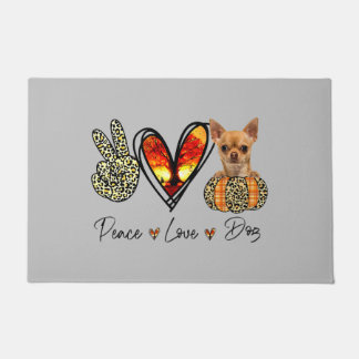 Tapete Peace Love Chihuahua Scarf Leopard Autumn Thanksgi