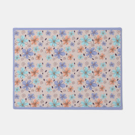 Tapete Peach jardim com padrão de primavera floral
