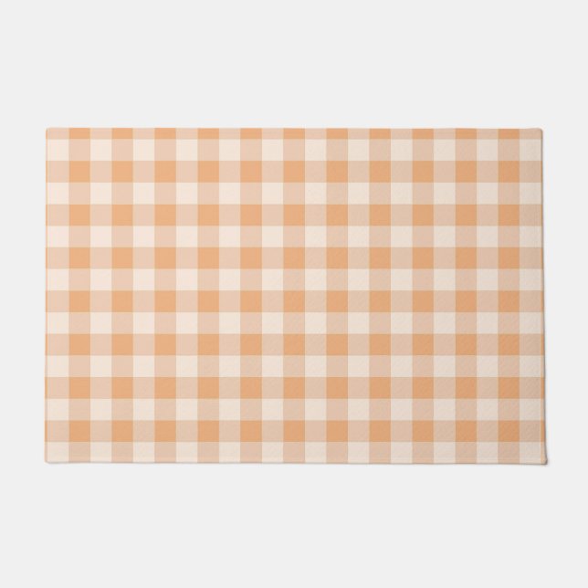 Tapete Peach White Checkered Gingham Patterno (Frente)