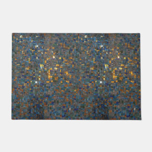 Tapete Pedras de Mosaico em Azul e Dourado