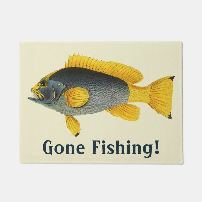 Tapete Peixes Azuis e Amarelos Vintage, Vida Marinha (Frente)