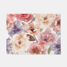 Peônia Floral de Rosa em Aquarela de Pôr do Sol Qu