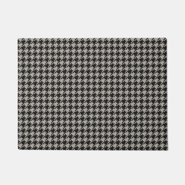 Tapete Pepita Clássica Houndstooth, Cinza Negra (Frente)