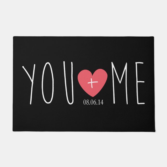Tapete Personalizado Coração Você e Eu com Data de Casame (Frente)