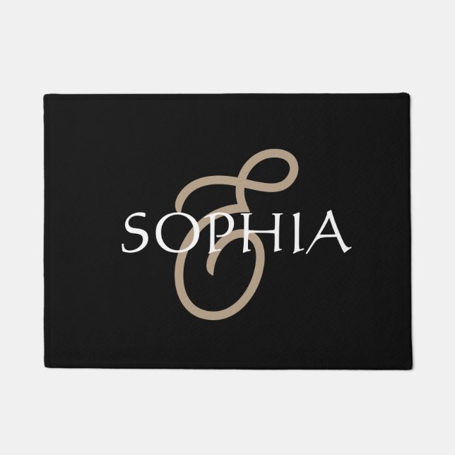 Tapete Personalizado em dourado preto monogramado  (Frente)