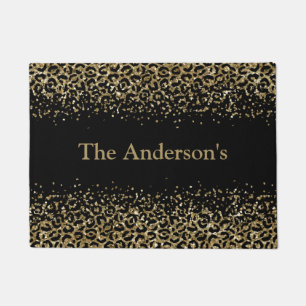 Tapete Personalizado Preto Dourado Estampa de Leopardo Mo