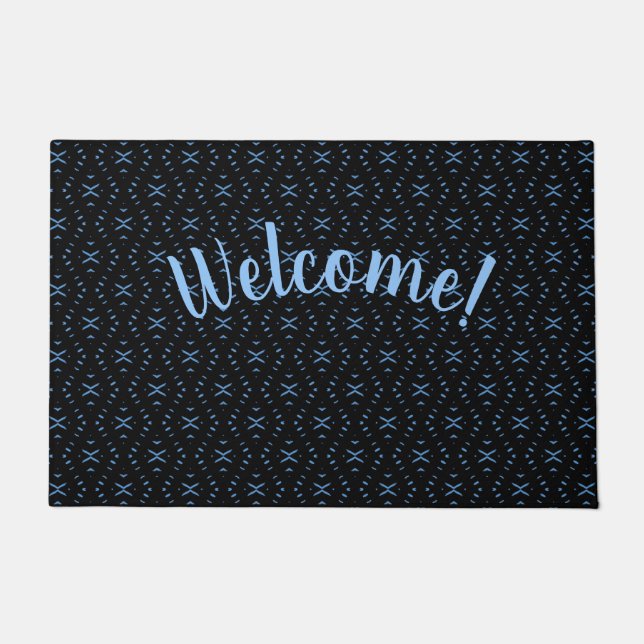 Tapete Personalizado Tribal Boho Preto e Azul (Frente)