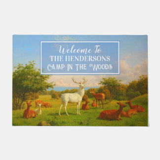 Tapete Personalizar a White Stag Deer Herd Green Meadow