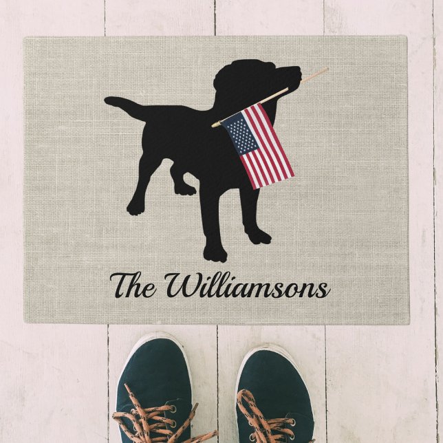 Tapete Personalizar o Black Lab Dog USA Flag Data de boas (Criador carregado)