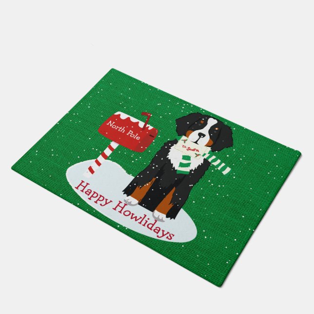 Tapete Personalizar Xmas Bernese Mt Dog - Letra Para Papa (Inclinado)