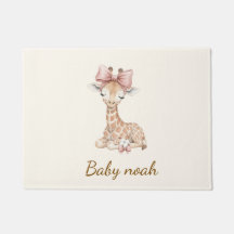 Personalized Cute Giraffe Small Area Rug - Custom 