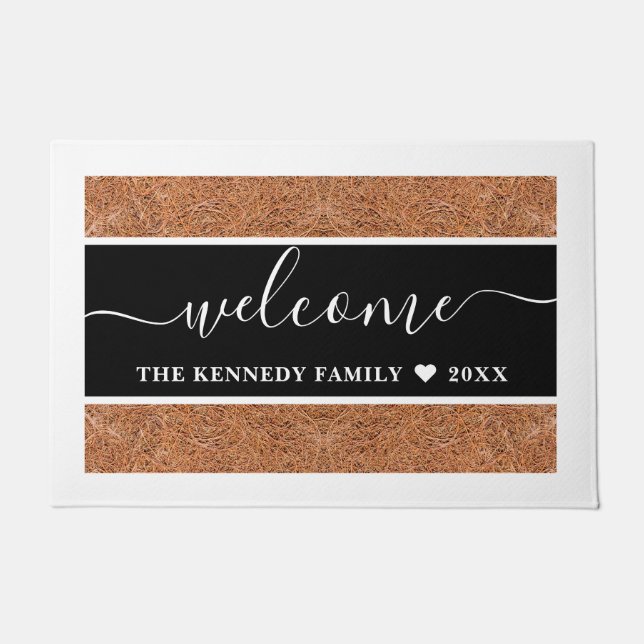 Tapete Personalized Family Name Rustic Coir Welcome (Frente)