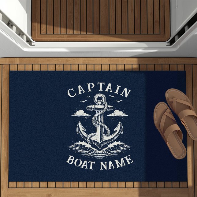 Tapete Personalized Nautical Captain Boat Name Anchor (Criador carregado)