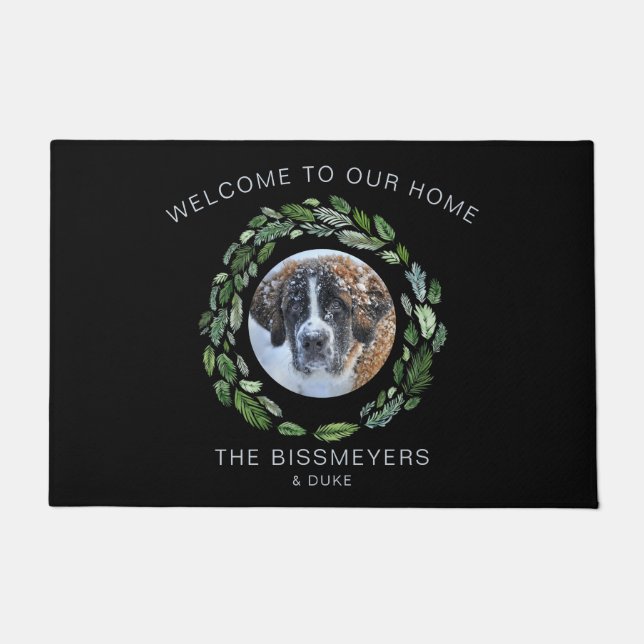 Tapete Pet Photo Black Foliage Wreath Family (Frente)
