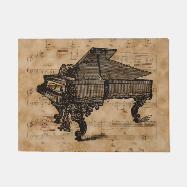 Tapete Piano de cauda antigo em folhas de música do (Frente)