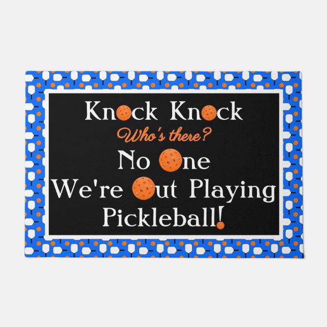 Tapete Pickleball Entryway Knock Knock Joke Blue Orange (Frente)
