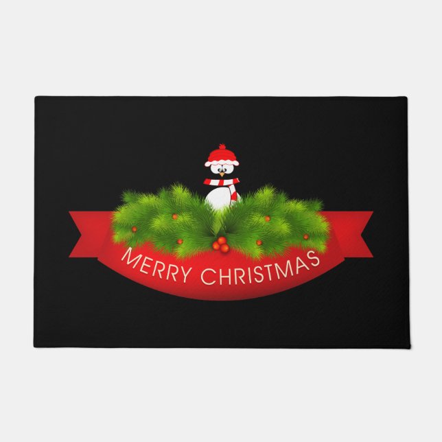 Tapete Pinguim de Natal de Portão Feriado (Frente)