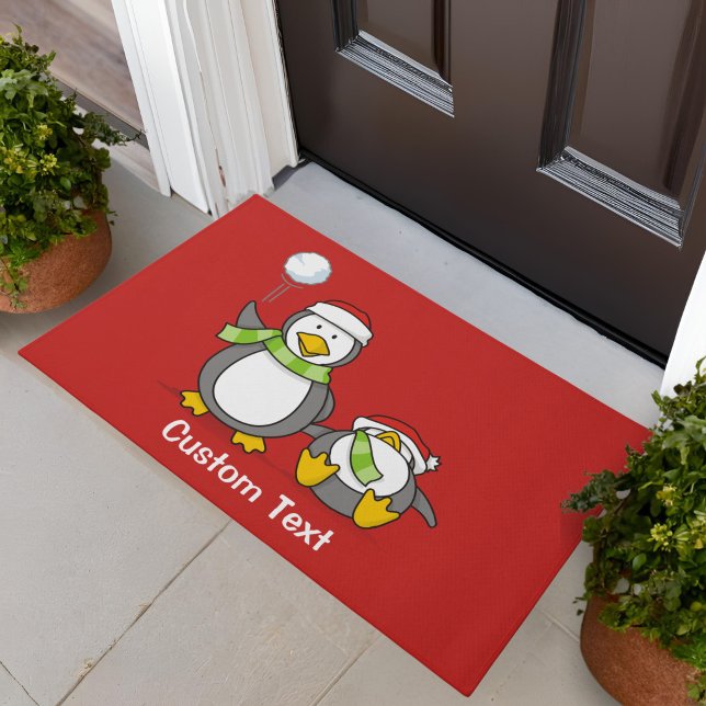 Tapete Pinguins se atirando bolas de neve no Natal (Criador carregado)