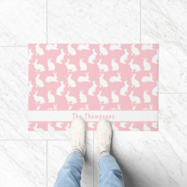 Tapete Pink And White Pattern Of Bunnies With A Name