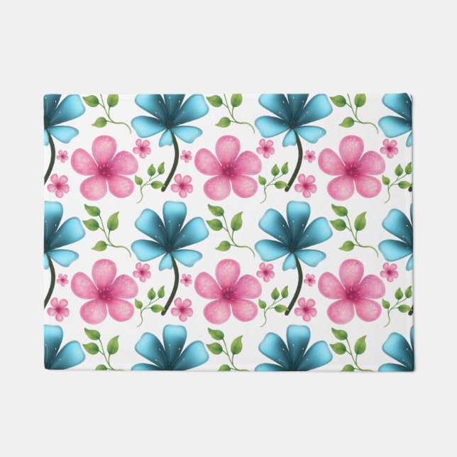 Tapete Pink & Blue Floral Seamless Pattern (Frente)