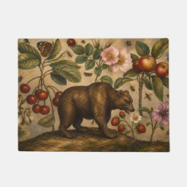 Tapete Pintura a Óleo Botânico de Urso Antigo e Pomar