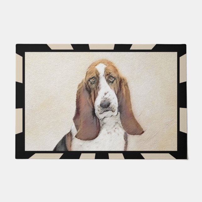 Tapete Pintura de Cachorro Basset - Arte de Cachorro Orig (Frente)