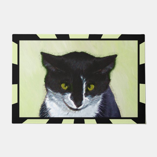 Tapete Pintura de Gato Tuxedo - Arte de Gato Original Cus (Frente)