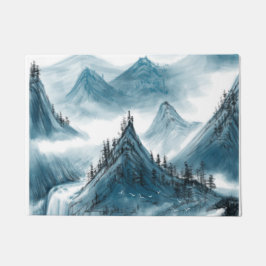 Tapete Pintura de Paisagem de Montanhas Azuis Retroativas