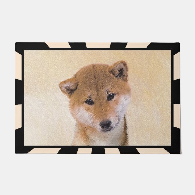 Tapete Pintura de Shiba Inu (Vermelho) - Arte de Cachorro (Frente)