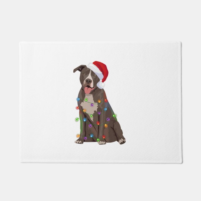Tapete Pittie Pitbull Natal Luzes Xmas Cachorro Lover (Frente)