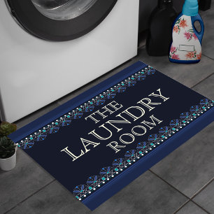 Tapete Placa Personalizada Azul para Lavanderia