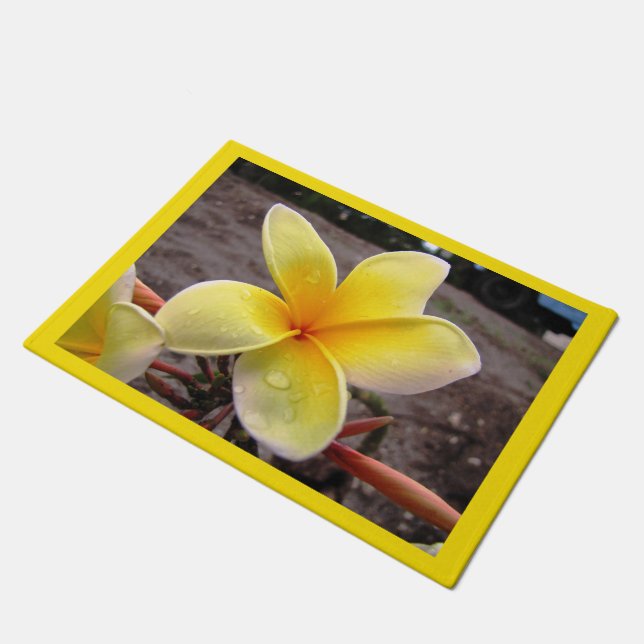 Tapete Plumeria Amarelo Personalizada - Matriz de Porta F (Inclinado)