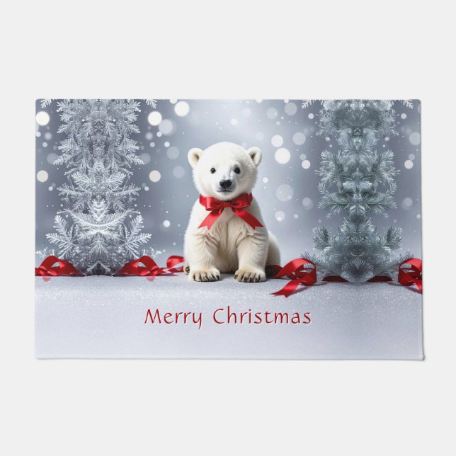 Tapete Polar Bear Christmas Holiday Doormat (Frente)