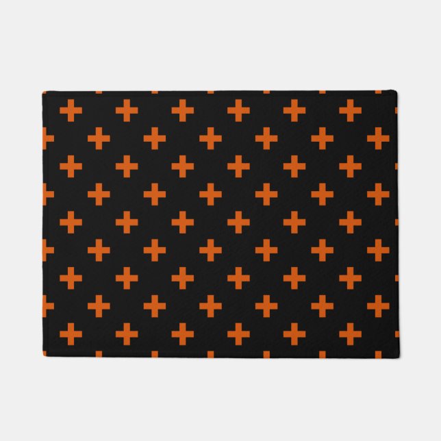 Tapete Polka laranja cruza preto (Frente)