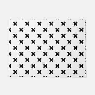 Tapete Polka preto cruza em branco