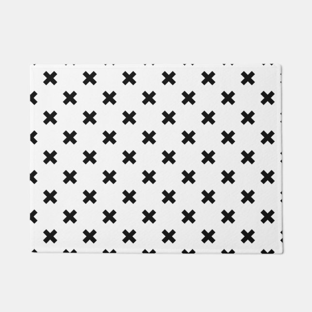 Tapete Polka preto cruza em branco (Frente)