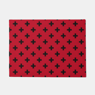 Tapete Polka preto cruza em vermelho