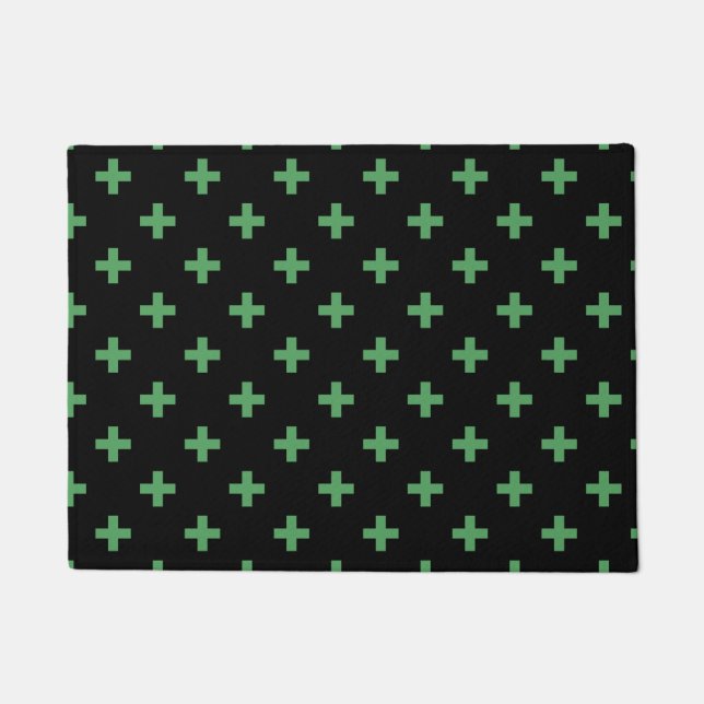 Tapete Polka verde cruza a preto (Frente)