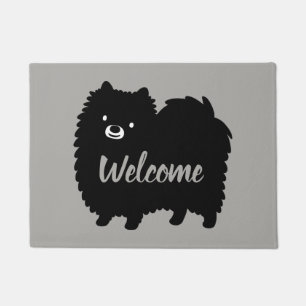 Tapete Pomerânia Preta e Branca Cachorro de Pommie