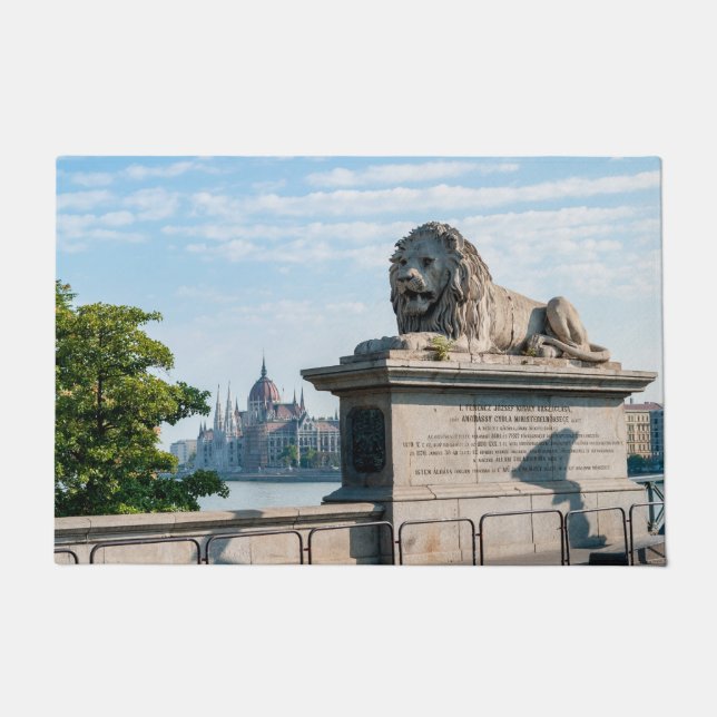 Tapete Ponte de Cadeia Szechenyi e Parlamento de Budapest (Frente)