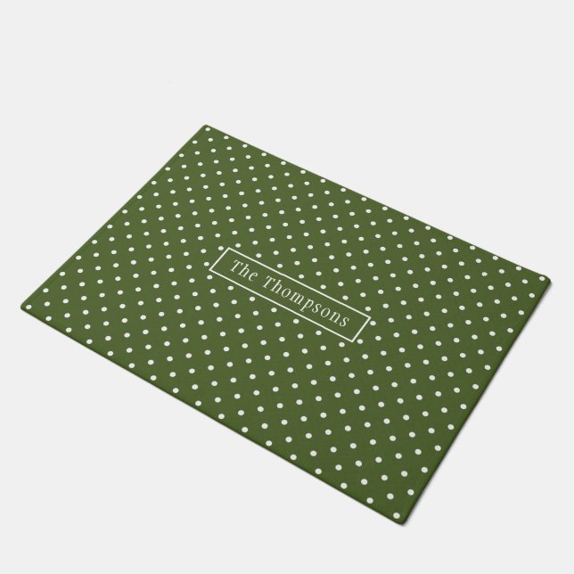 Tapete Pontos Brancos em Verde Oliva Com Nome (Inclinado)